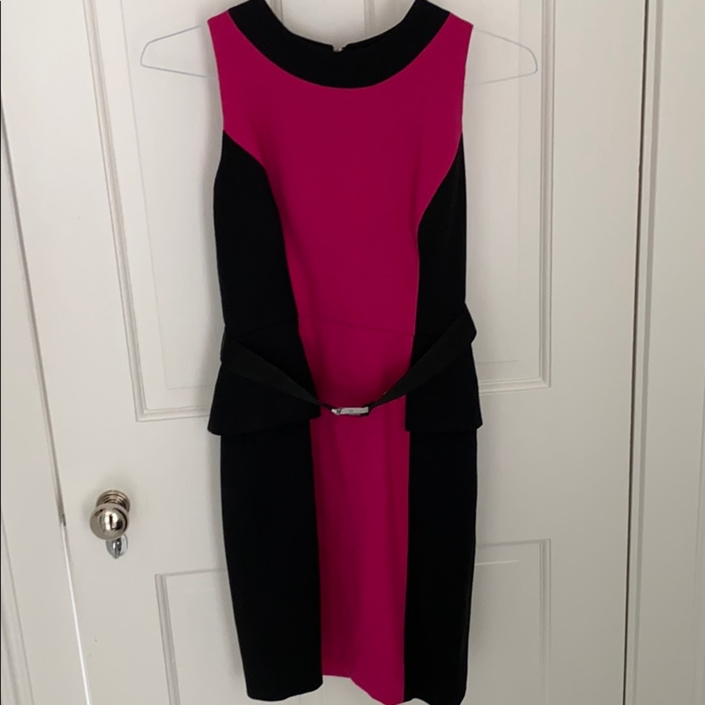 Milly Peplum Style navy and pink dress